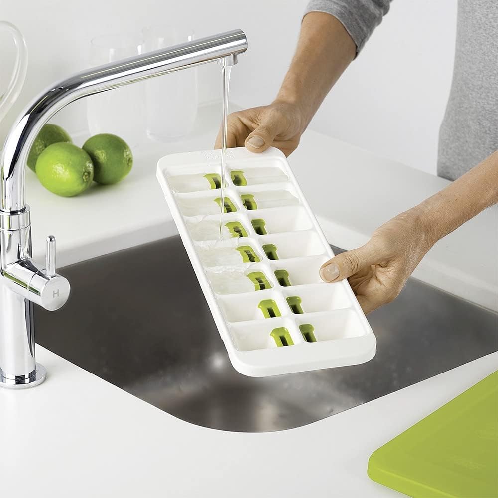 Easy-Release Ice Cube Tray with Lid – 12-Cavity Push Bottom Ice Mold – BPA-Free Stackable Ice Maker for Freezer Use