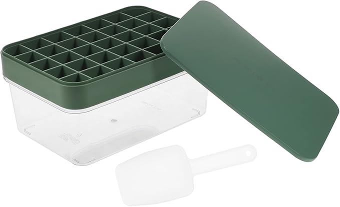 Ice Cube Storage Box with Lid and Scoop – 20x14x10cm BPA-Free Large Capacity Freezer Container for Ice, Fruit, or Snacks