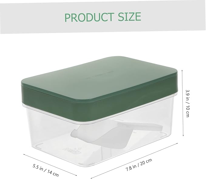 Ice Cube Storage Box with Lid and Scoop – 20x14x10cm BPA-Free Large Capacity Freezer Container for Ice, Fruit, or Snacks