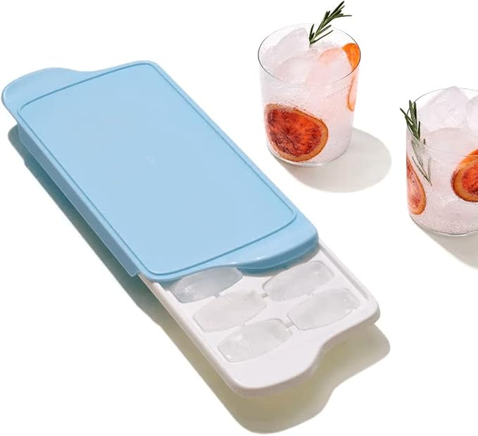 Extra Large Covered Ice Cube Tray – BPA-Free Food-Grade Plastic – Stackable, Leakproof Ice Mold for Freezer (12.2 × 5.6 in)