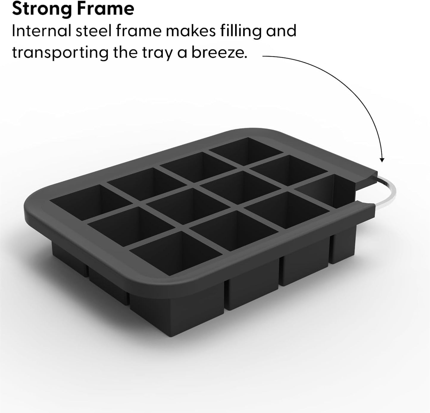 Large Silicone Ice Cube Tray with Lid – 8 Big Square Cavities – BPA-Free, Easy-Release, Odor-Resistant, for Whiskey & Cocktails