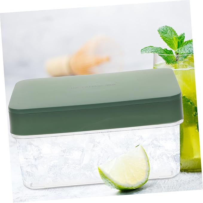 Ice Cube Storage Box with Lid and Scoop – 20x14x10cm BPA-Free Large Capacity Freezer Container for Ice, Fruit, or Snacks
