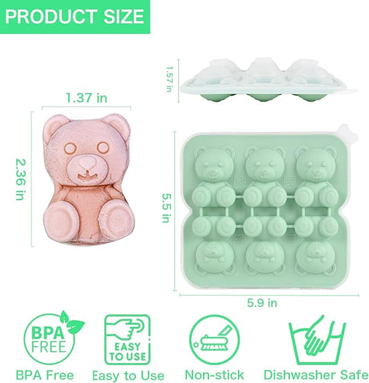 Cute Bear Silicone Ice Cube Mold – BPA-Free Tray for Baby Food, Candy, Chocolate, Jelly, and Frozen Treats – 5.9×5.5 inches