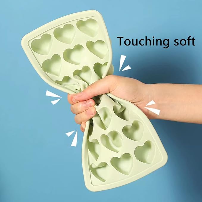 Heart-Shaped Silicone Ice Cube Tray with Lid – 18-Cavity BPA-Free Ice Mold – Easy Release, Stackable, Food-Grade Material – 10.6×5.1in