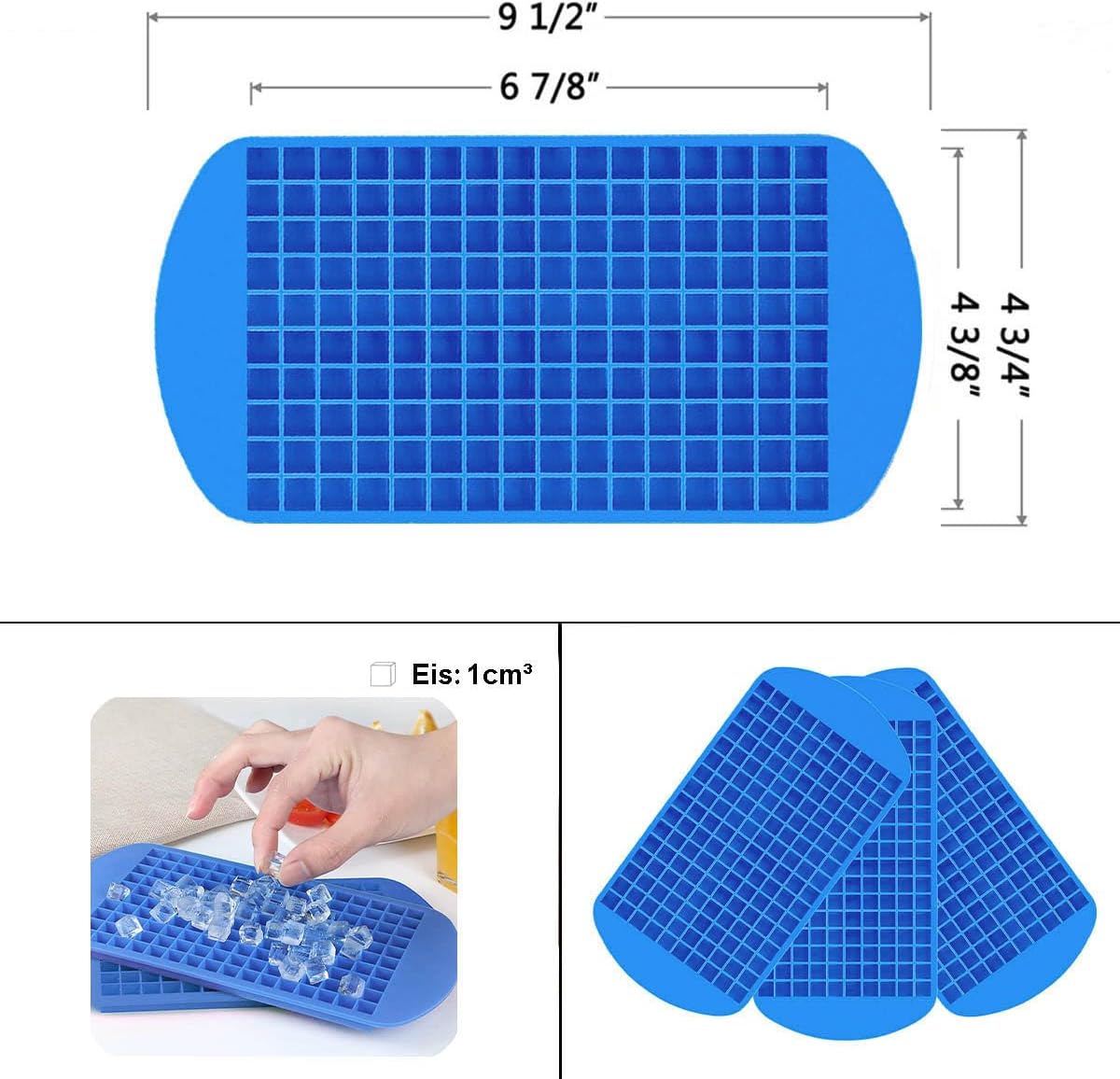 Mini Ice Cube Tray – 160-Cavity Silicone Ice Mold, 1cm Cube Size, BPA-Free, Easy Release, Dishwasher Safe