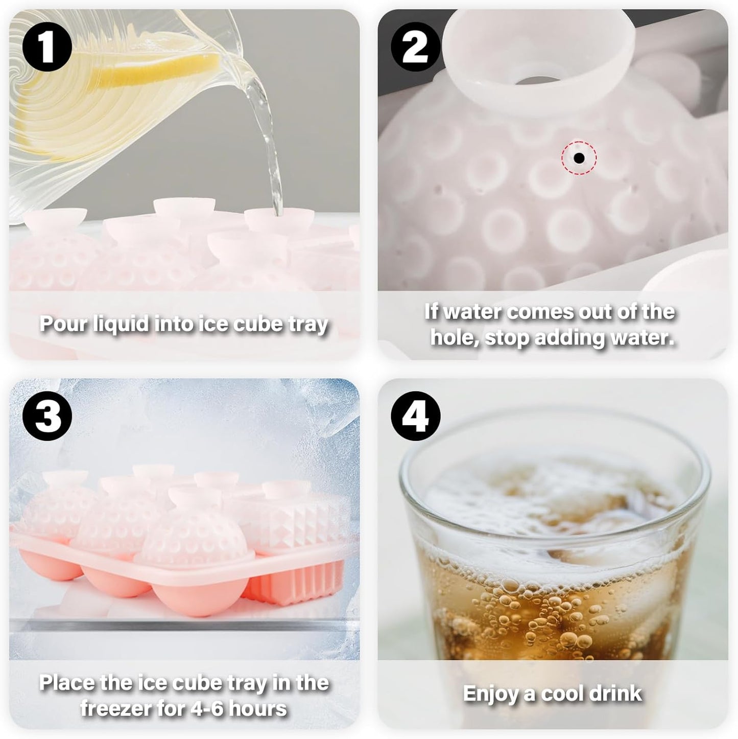 Large Silicone Ice Cube Tray – 6-Cavity Mold for Whiskey, Cocktails, Coffee – 3 Spheres + 3 Cubes – BPA-Free Creative Design (7.68 × 5.12 in)
