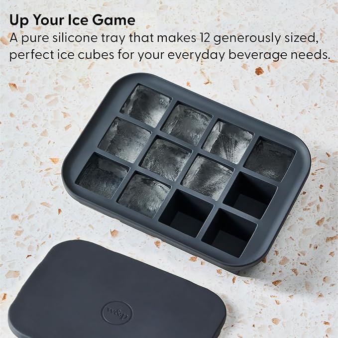 Large Silicone Ice Cube Tray with Lid – 8 Big Square Cavities – BPA-Free, Easy-Release, Odor-Resistant, for Whiskey & Cocktails