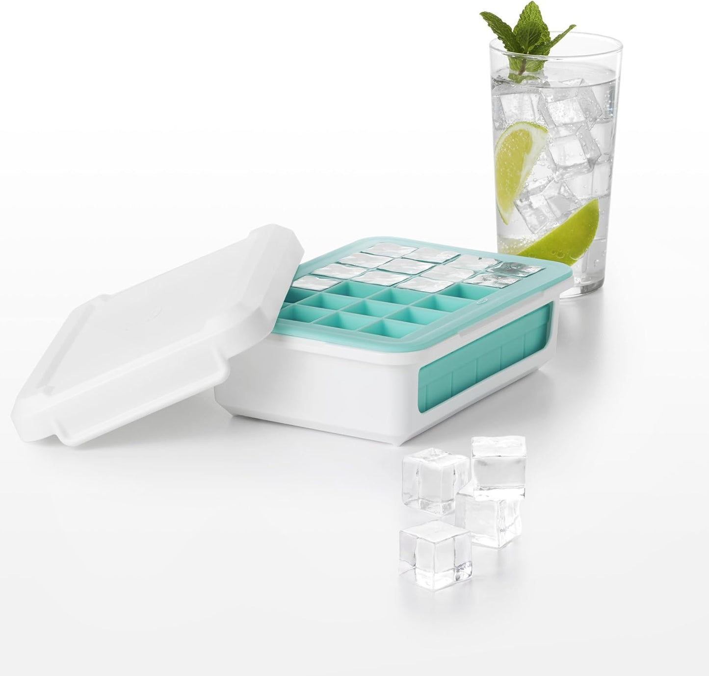 Silicone Ice Cube Tray with Lid & Storage Box – 24-Cube Easy-Release Ice Mold – Stackable BPA-Free Freezer Organizer